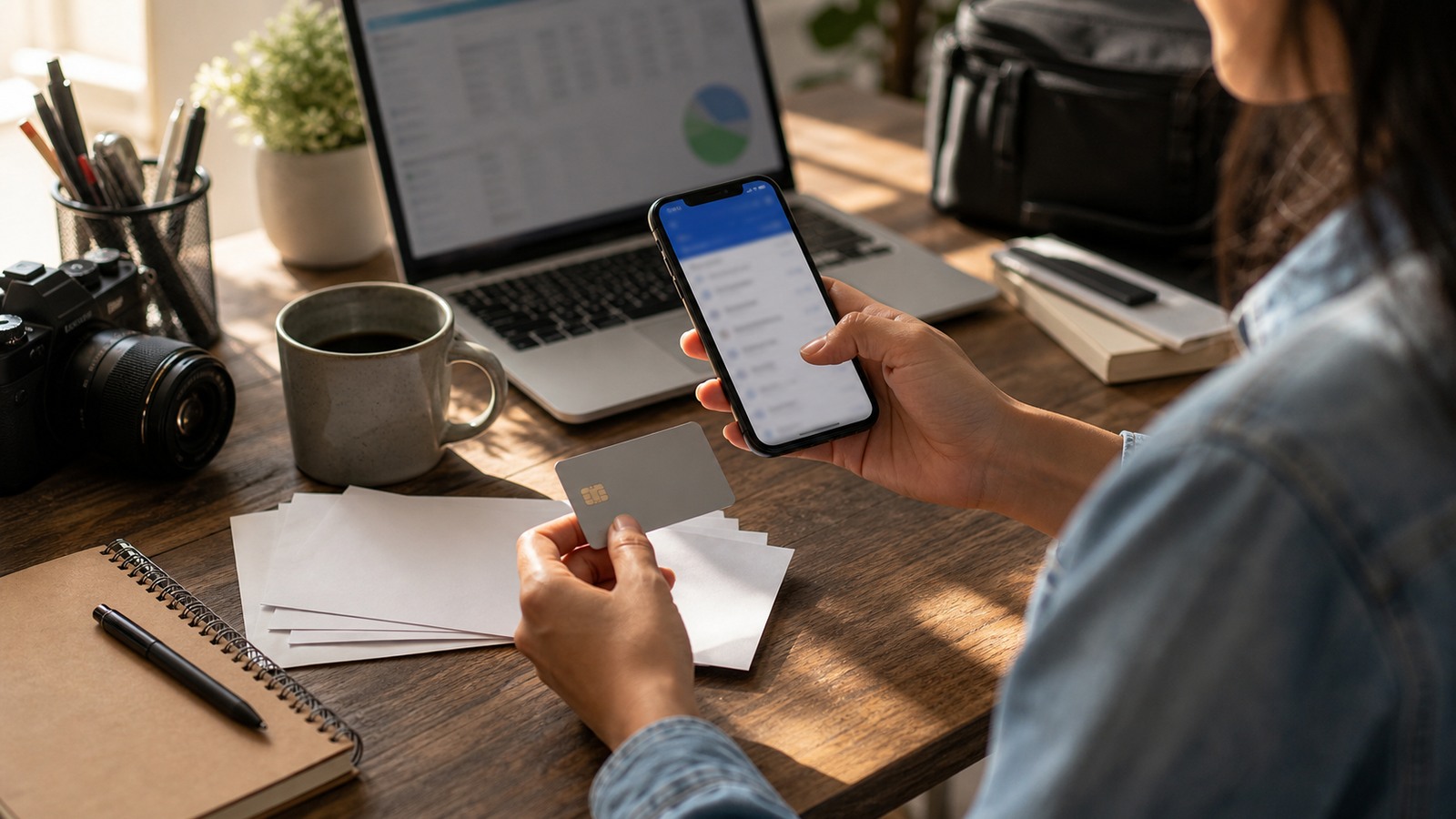 Ultra photorealistic banking image for Best Checking Accounts for Freelancers and Gig Workers