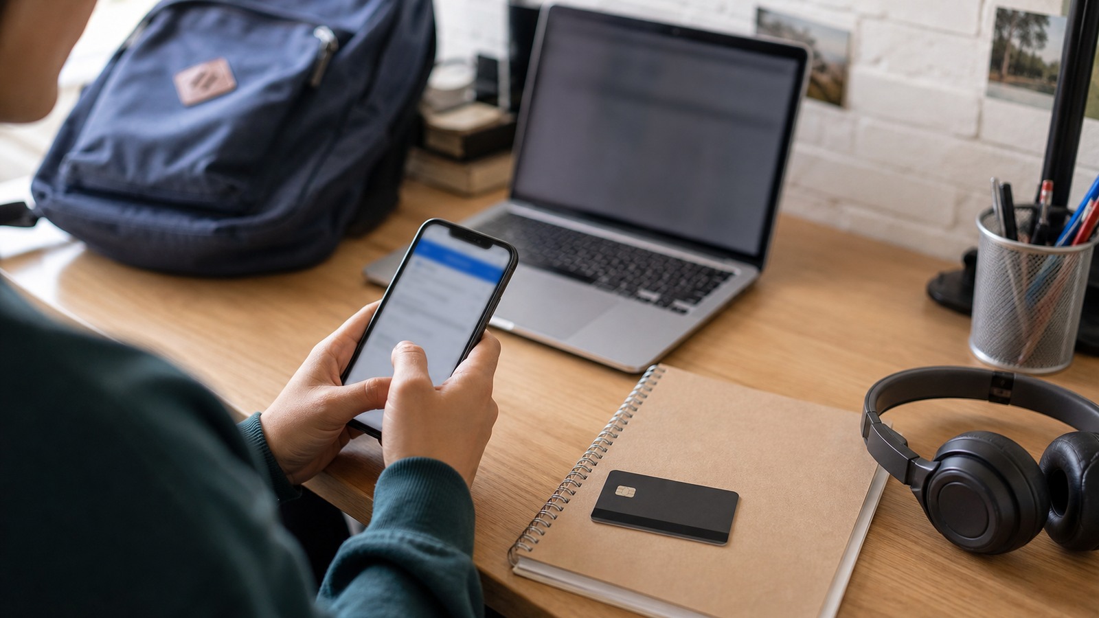Ultra photorealistic banking image for Best Checking Accounts for Students in 2026